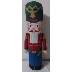 Vtg Nutcracker Soldier Doorstop Handmade Stuffed Plush Holiday Decoration READ